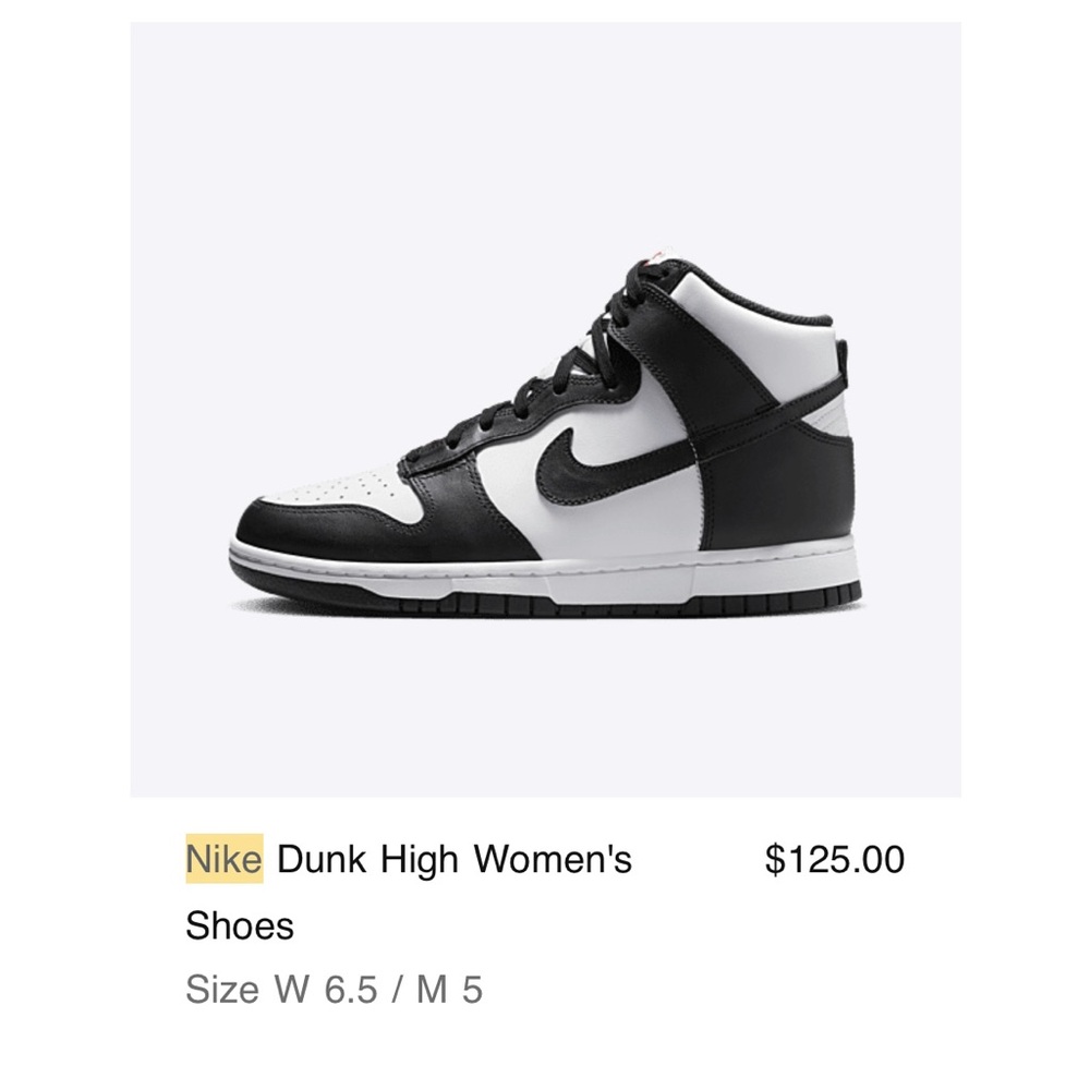 Nike Panda Dunk Hightops Sneakers